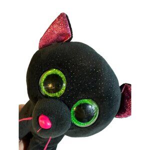 Ty Beanie BooBlack Cat Plush Potion 10 inches Sparkle Green Eyes Pink Ears